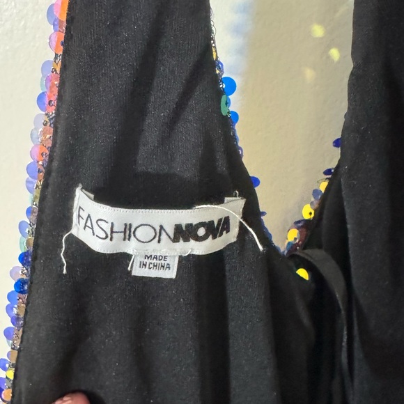 Fashion Nova Black Dress with Multicolor Sequins - Picture 6 of 7